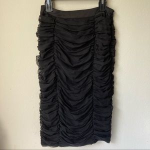 REHAB Black Ruched Pencil Skirt L